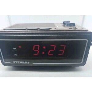 Vintage STEWART ST 245 FM AM 2-Band Digital Alarm Clock Radio Wood Grain Tested